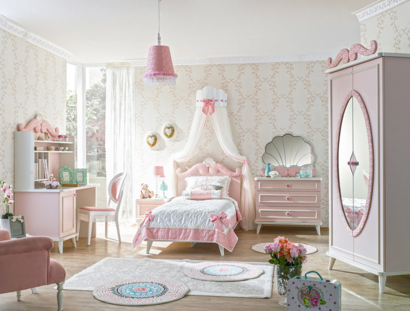 Розовая детская комната - 56 фото