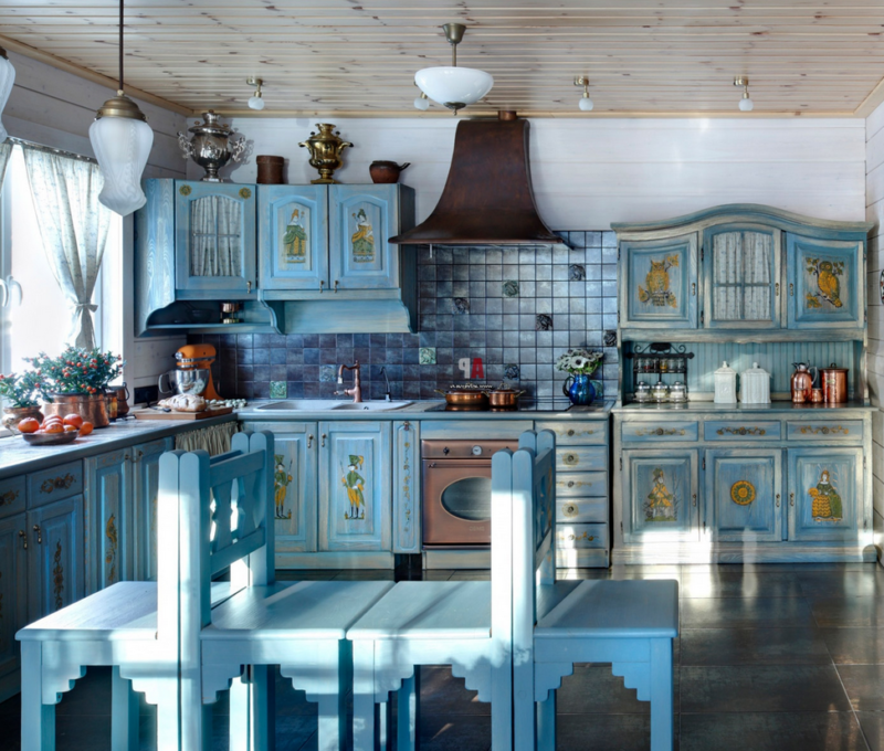 Синяя кухня. Синий цвет в интерьере кухни фото
